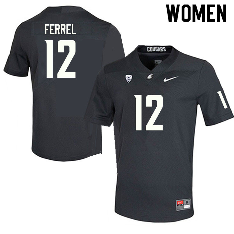 Women #12 Robert Ferrel Washington State Cougars College Football Jerseys Sale-Charcoal